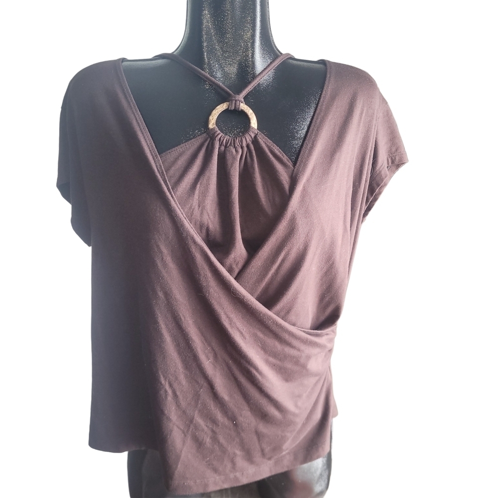Picadilly Brown Short Sleeve Top Size 16 - Picture 1 of 6